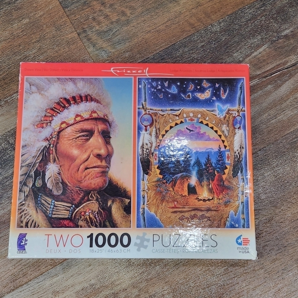 2 Ceaco 1000 pc Puzzle C Frizzell Lodge Ancestors Distant View 3204-1 Sealed New
